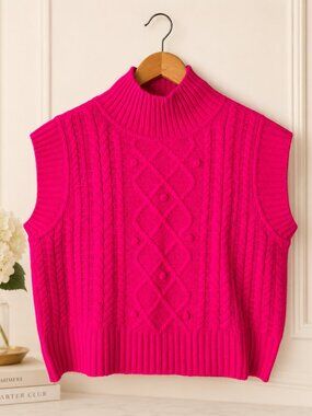 Charter Club Cashmere Pink Cable Knit Sweater Vest Medium NWOT